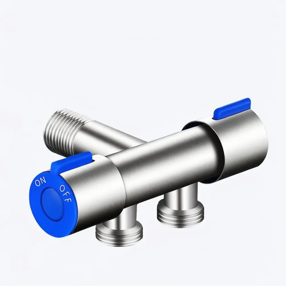 304 Stainless Steel Dual Outlet Angle Valve Diverter For Washing Machine Toilet Bidet Applicator Bathroom Faucet Adapter
