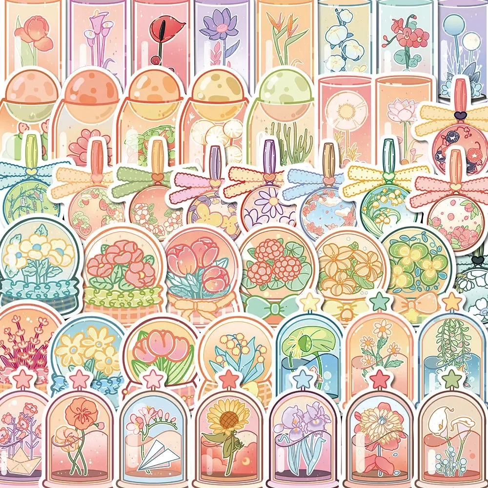 

10/30/50pcs Cartoon Bottle Flower Stickers Ins Pink Style Decal DIY Phone Luggage Guitar Notebook Aesthetic Graffiti Sticker Toy