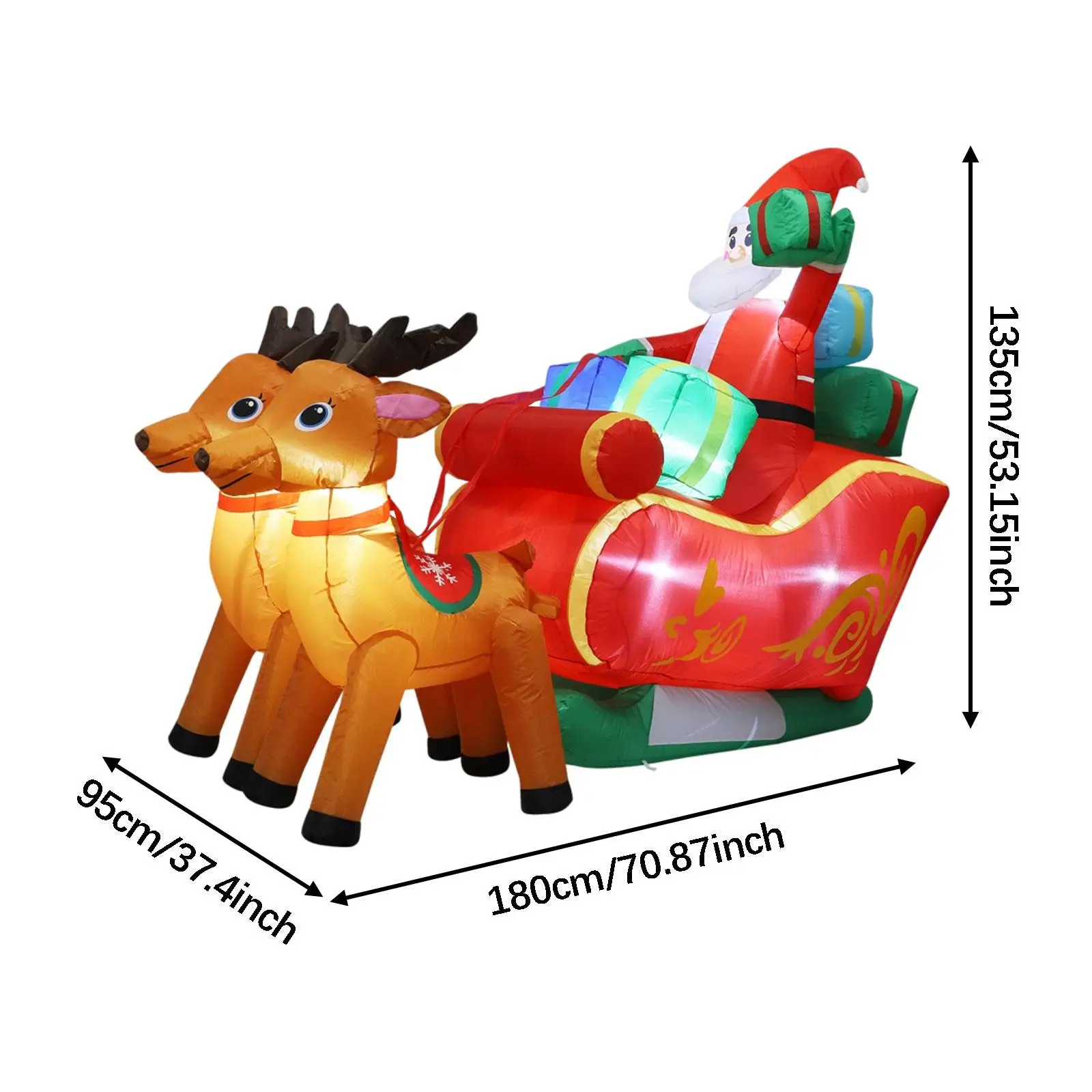 

Large Inflatable Christmas Santa with Lights Polyester Yard Decoration Outdoor Ornament for Festive Garden