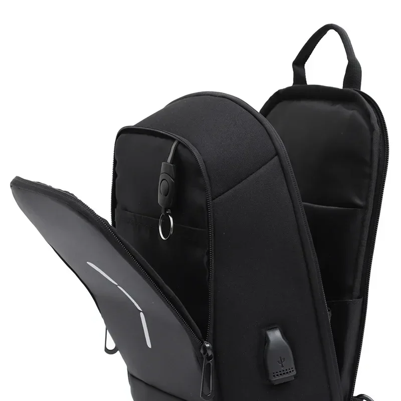 Sac de poitrine antivol pour hommes, sacs initiés, chargement USB, sac à bandoulière, sac à bandoulière Oxford pour messagers de court voyage scolaire GT