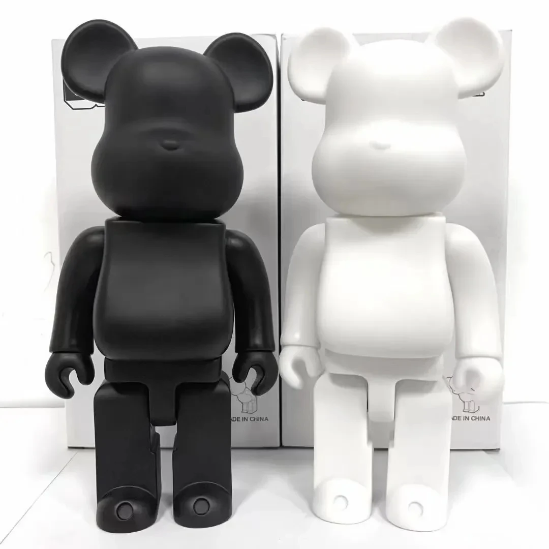 High Quality Black White DIY Assembly 28cm Galaxy Painting Bear 3D Model Mini Brick Figure Children Birthday Gift