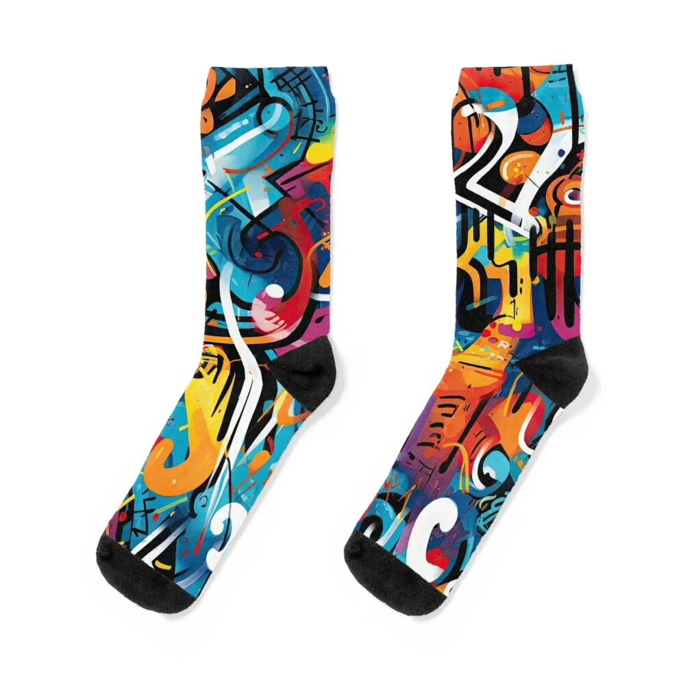 2000s Urban Grafitti Print 3 Socks shoes fashionable halloween Luxury Woman Socks Men's