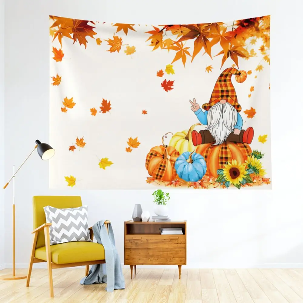 Thanksgiving Fall Festival Tapestry Pumpkin Print Wall Blanket Aesthetic Background Cloth For Bedroom Wall Decoration