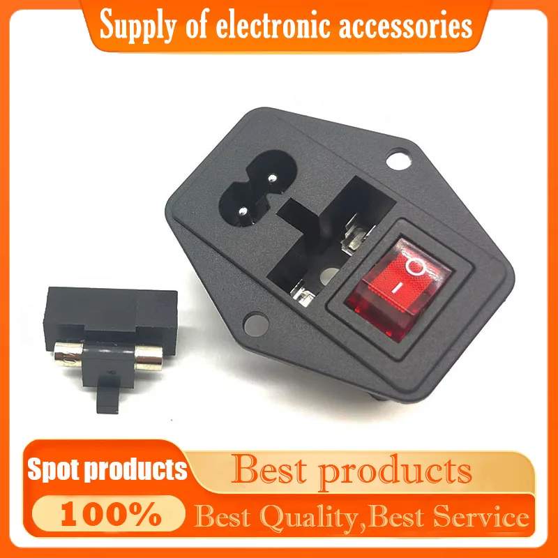AC Power socket DB-8 C8 socket with 4P switch with light with fuse triad One ear/screw hole AC-01