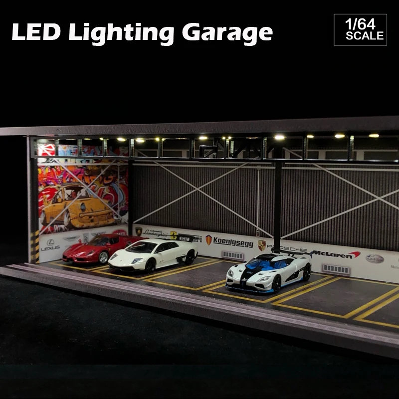 G-Fans Assemble Diorama 1:64 USB LED Lighting Model Car Garage Packing Lot Station-710010