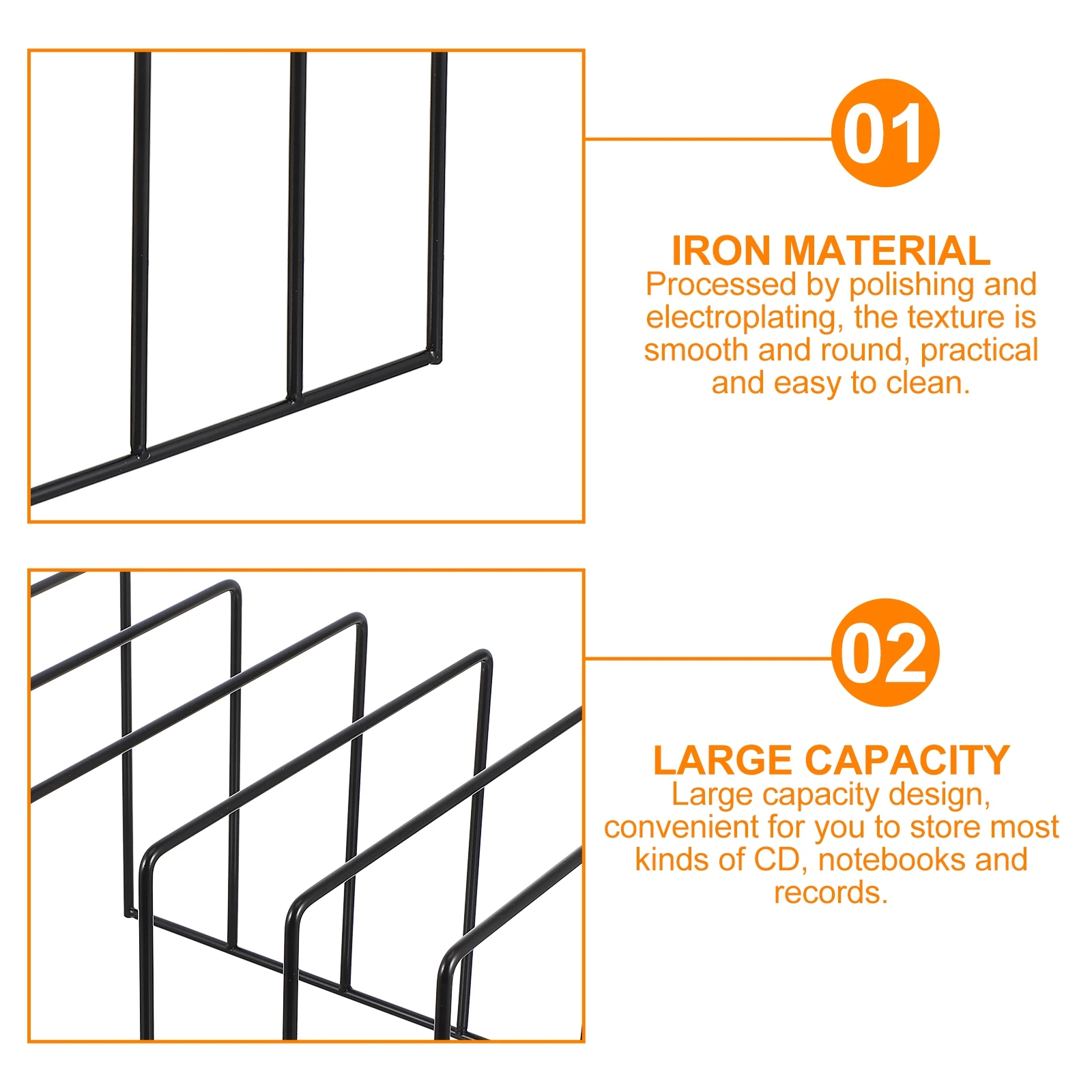 

Desktop Iron Storage Rack Multipurpose Cd Record Holder Magazine Stand Book Storage Organizer for Office Dorm Magazine Rack