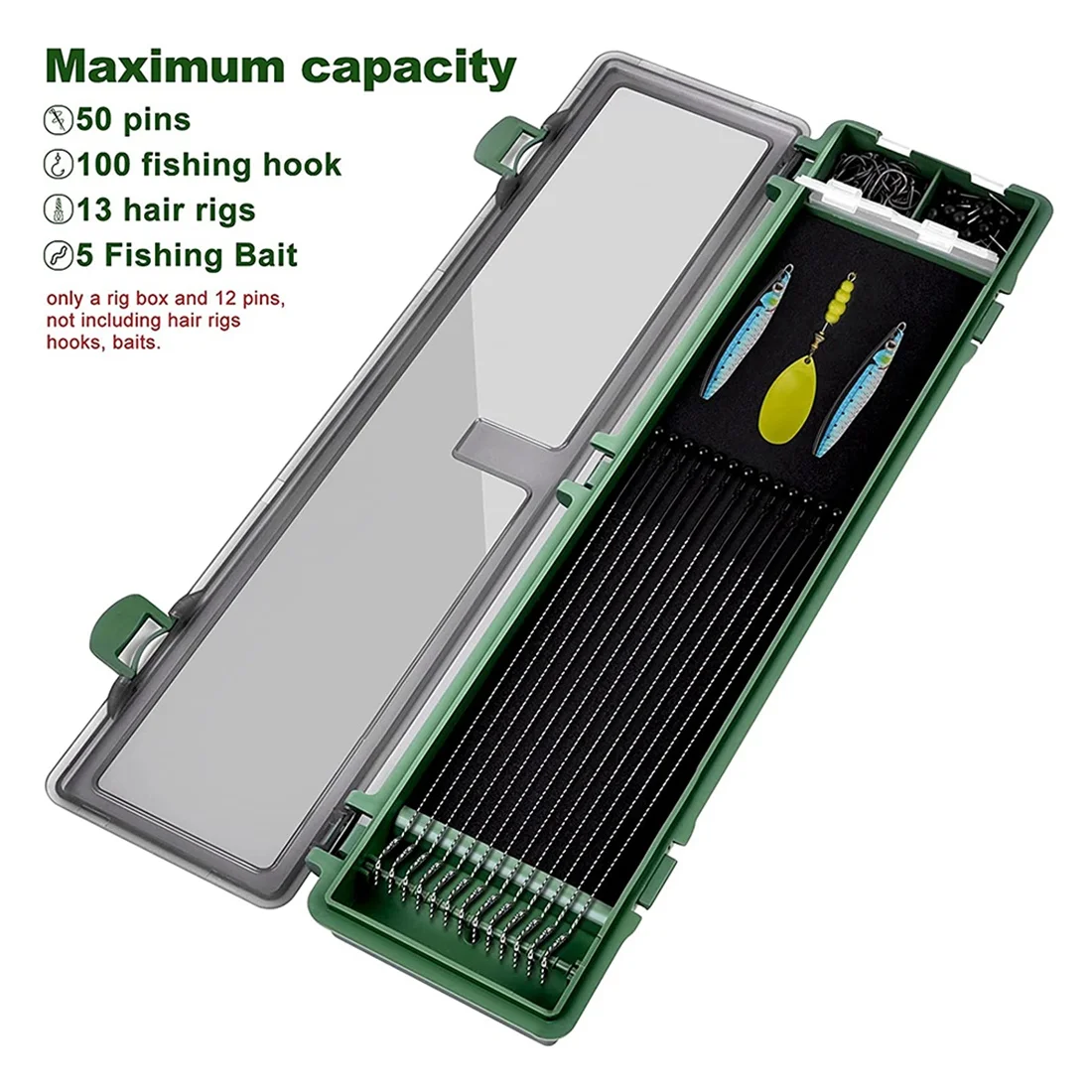 A56XQ Carp Rig Box with Fish Hook, Carp Fishing Storage Box, Rig Board with Pins Carp Fishing Rig Container for Carp Fishing