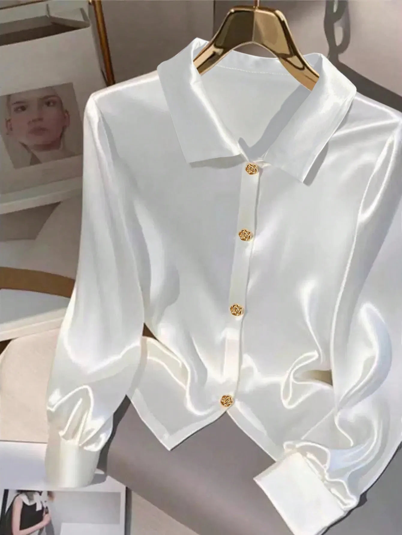 

GlowEve Women's Simple Solid Color Casual Daily Shirt Fall Cloth For Women