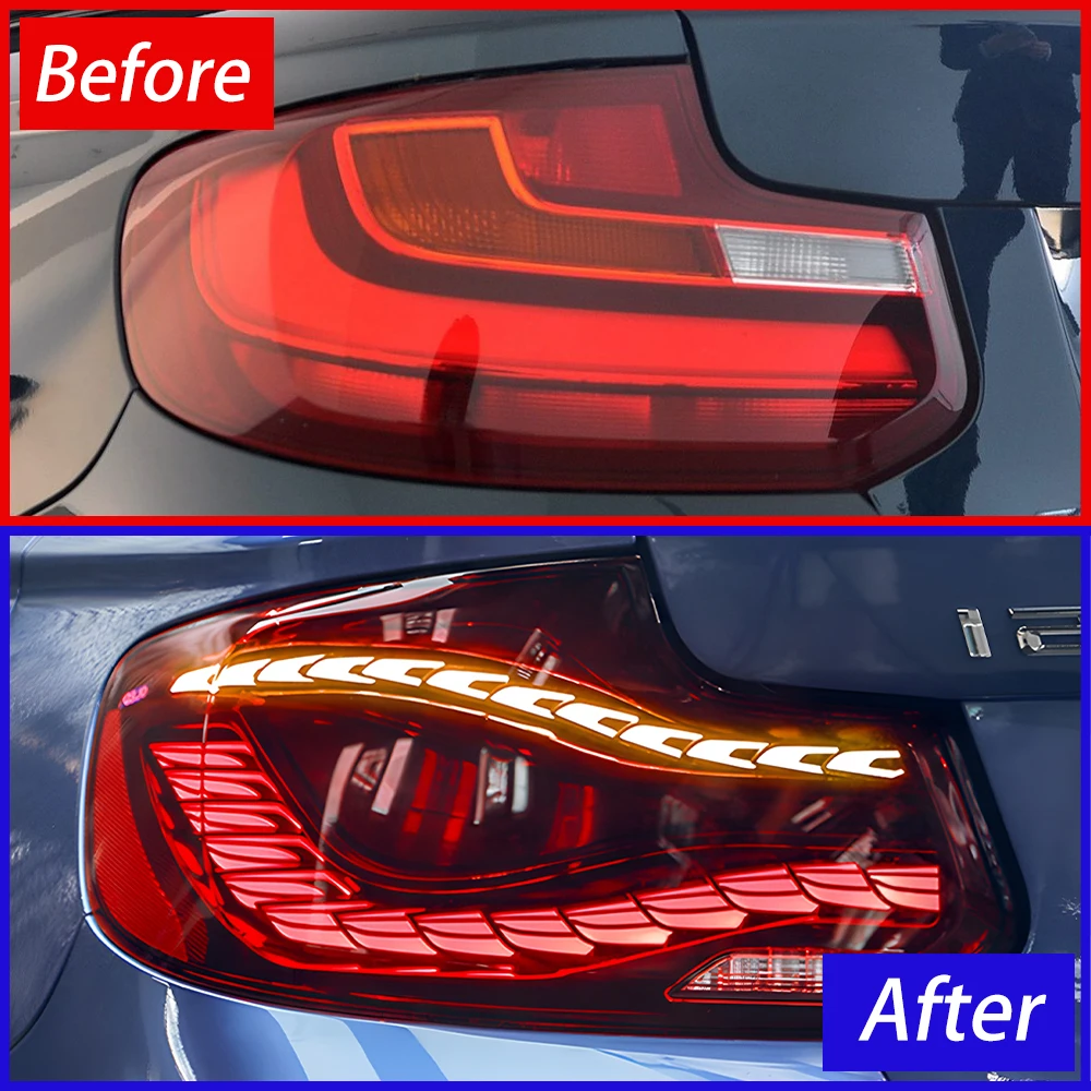 For BMW 2 Series F22 2014-2021 Auto Back Lamps Assembly Single Dragon Scale Upgrade LED Taillights Car Plug and Play Accessories
