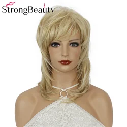 StrongBeauty Medium Length Straight Synthetic Wigs Soft Hair Women Capless Wig