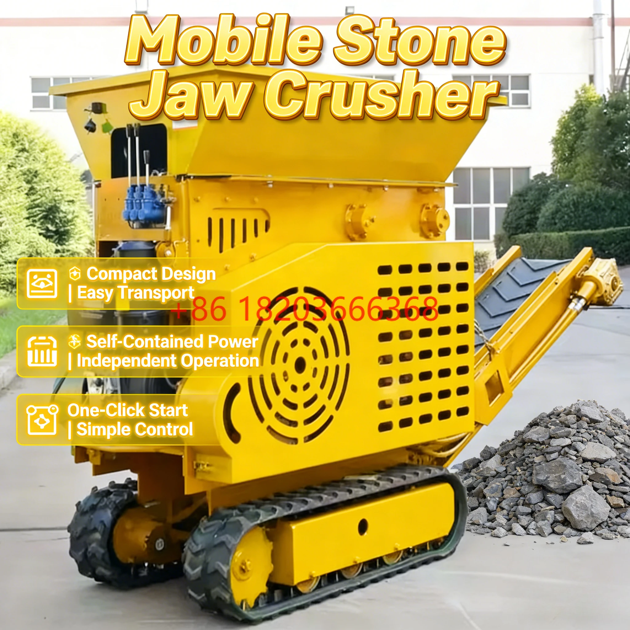 Customized Tracked Jaw Crusher For Demolition Waste & Gravel