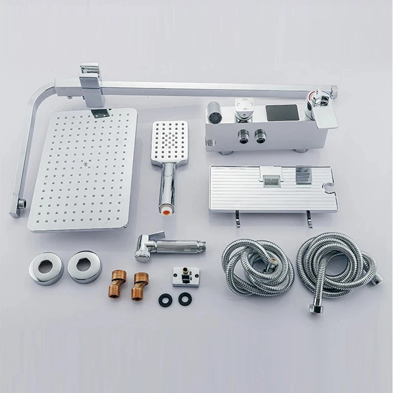 Sistema doccia bagno digitale cromato per accessori bagno miscelatore bagno in ottone rubinetto doccia digitale termostatica