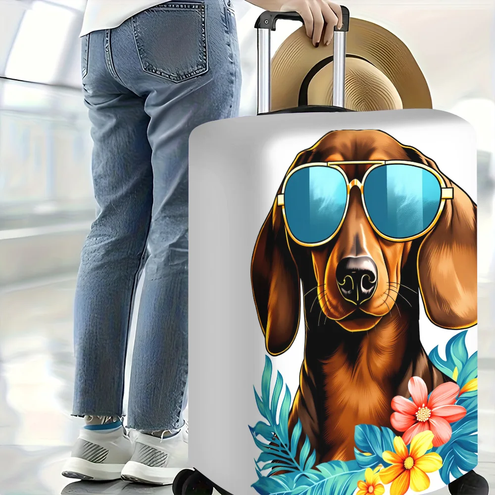 1PC Dog Illustrated Luggage Cover for 18 – 32-Inch Suitcases; Dust and Elastic Travel Accessories to Effectively Protect Your