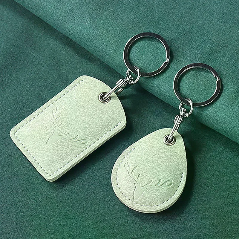 Keychain 1pc Access Card Case Leather Holder Key Ring Door Lock Tags Id Bag Durable Stylish