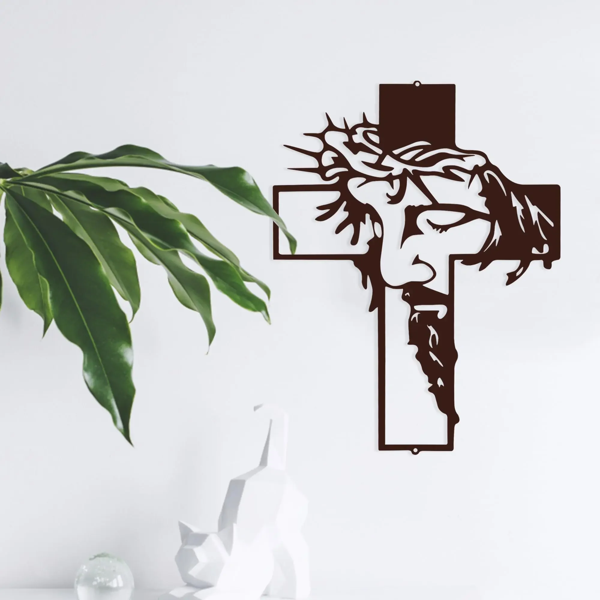 CIFBUY Deco Metal Cross Sign Home Art Decoração Páscoa Ação de Graças Decoração de suspensão de paredeEscritório Sala de estar Decoração de parede R