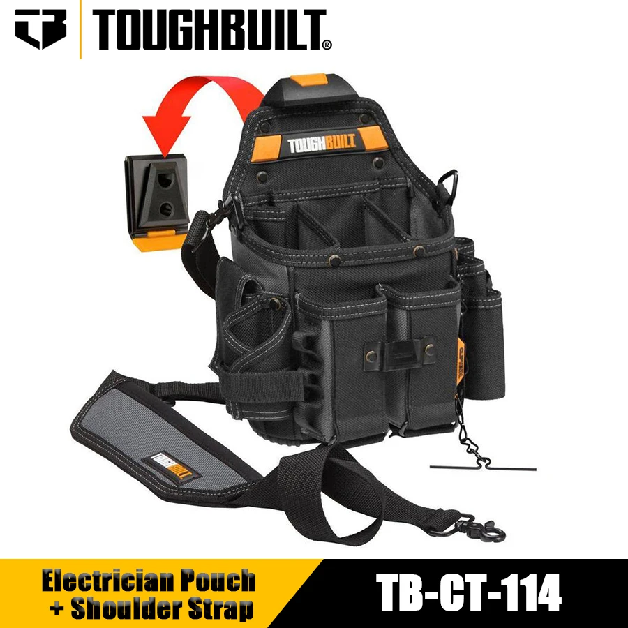 

TOUGHBUILT TB-CT-114 Journeyman Electrician Pouch + Shoulder Strap with 21 Pockets and Loops Electrician's Special Tool Kit