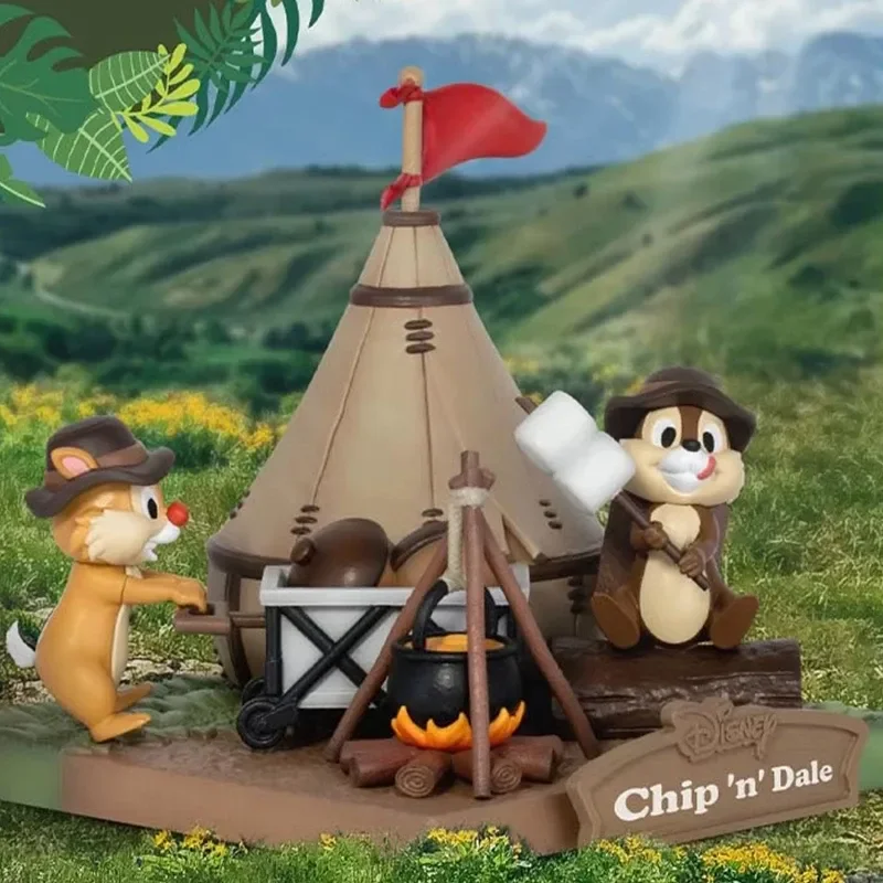 Disney Mickey Mouse Camping Series Anime Figure Minnie Donald Duck Goofy Chip 'N' Dale Pluto Collection Figurine Doll Model Gk