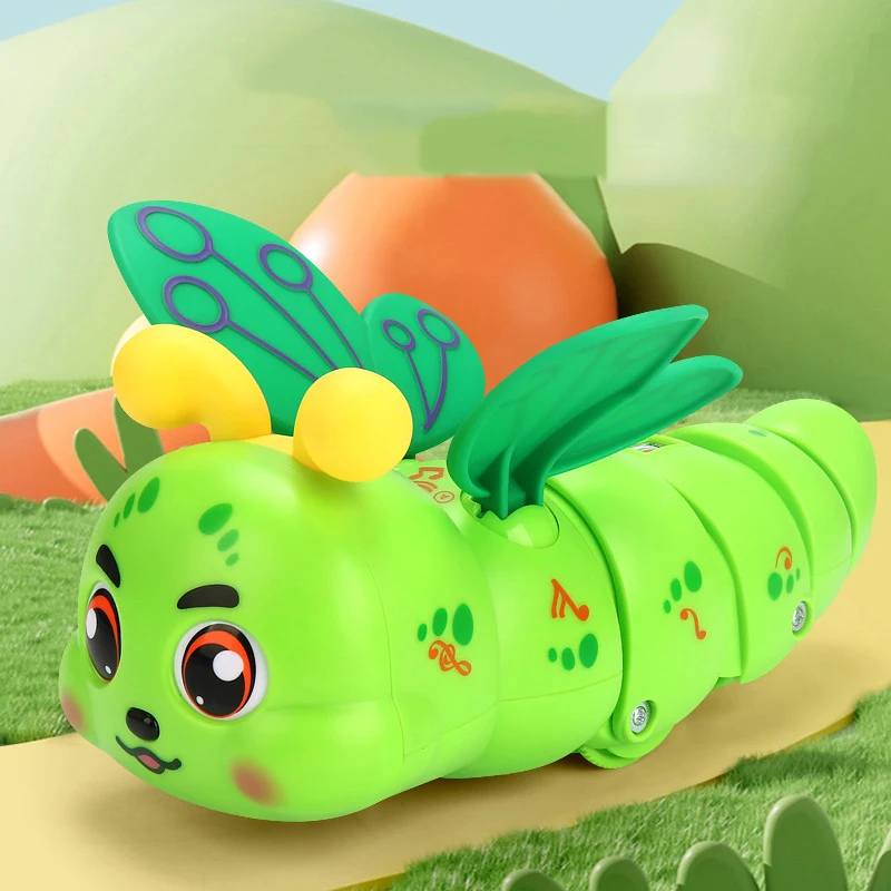 Stunt Spinning Caterpillar Toy, Electric 360° Rotatary Caterpillar Musical Toy With Wings, Creeping Caterpillar Crawling Car Toy