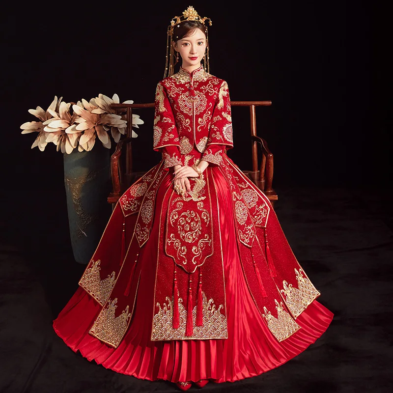 Yourqipao Summer Traditional Chinese Wedding Dresses Women Ancient Stand  Collar Phoenix Embroidered Tang Suit China Online Store