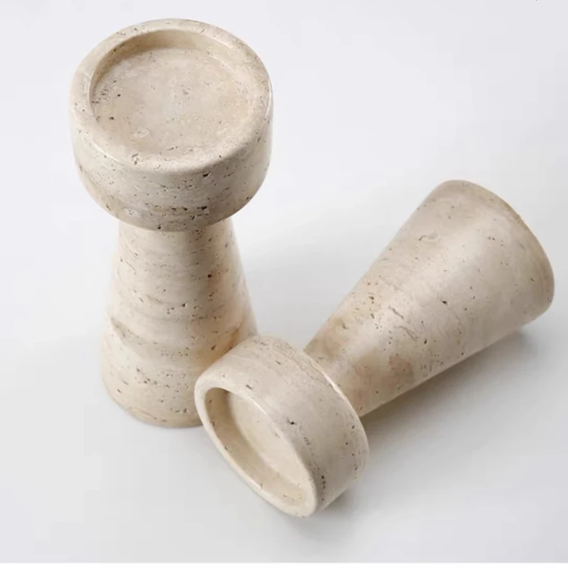 Vintage Homestay Natural Marble Candlestick Hotel Living Room TV Cabinet Entrance Desktop Soft Decoration Wedding Decoration