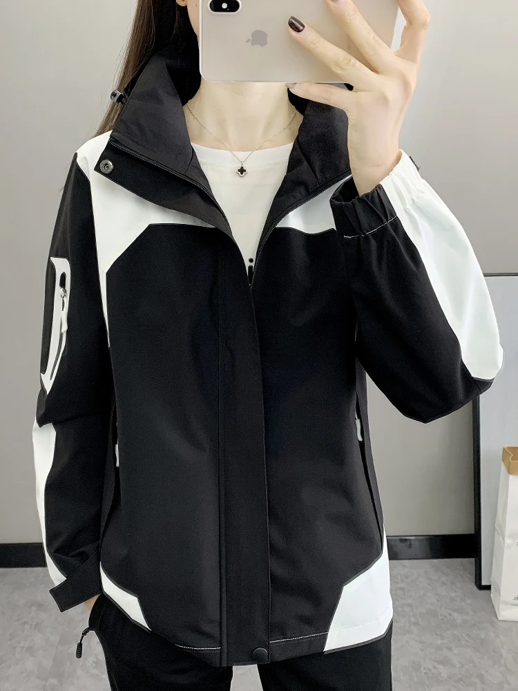 

Women's Spring Autumn Winter New Sle Windproof Waterproof Tee-in-One Detachable Casual Sports Windbreaker Jaet Outdoor ...