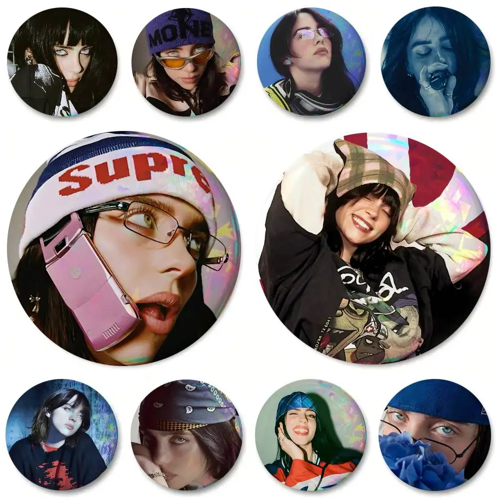 Popular Singer B-BillieS E-Eilish Round Badges Can Be Used To Decorate Clothes And Backpack Pins