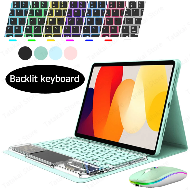 Clear Style Tablet Keyboard for Xiaomi Pad 5 Keyboard Case Mi Pad 5 Case Touchpad RGB Backlit Keyboard for Xiaomi Pad 5 Pro 11''