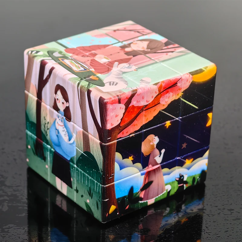 Printing  Cartoon Beauty  3/3C 3x3 Magic  3x3x3 Layers Speed Cube Professional Puzzle Toys For Children