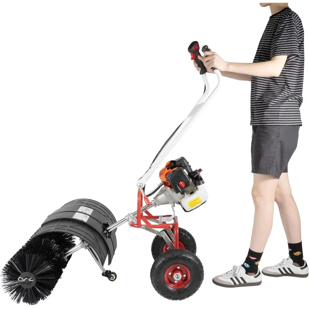 

52cc 2.5HP Gas-Powered Handheld Lawn Sweeper for Driveways, Sidewalks, and Golf Courses