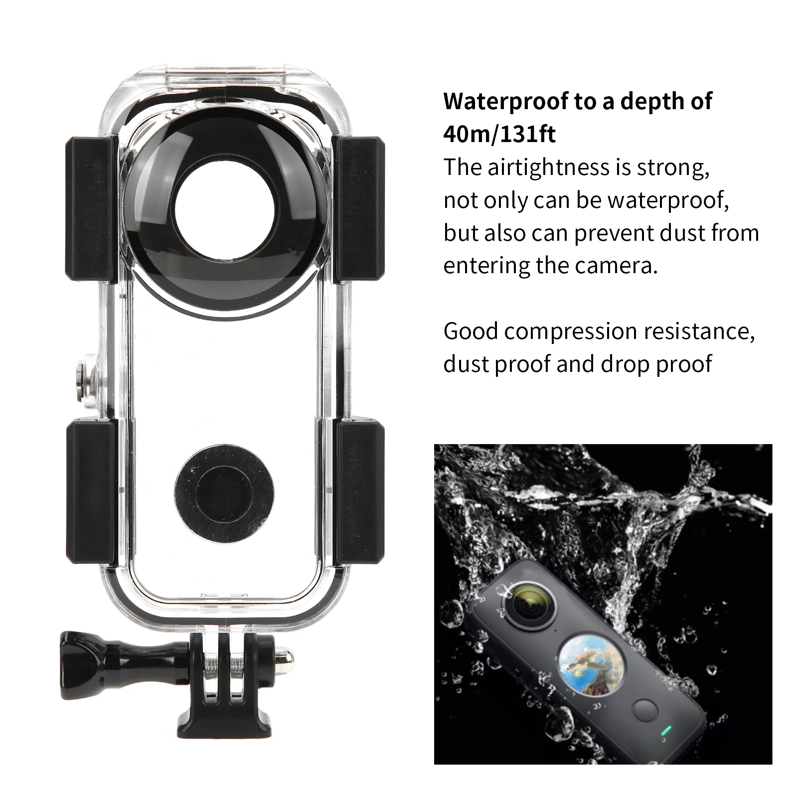 Waterproof Housing Case 40m/131ft Waterproof Housing Case for Insta360 ONE X2 Camera Protective Underwater Dive Housing Shell