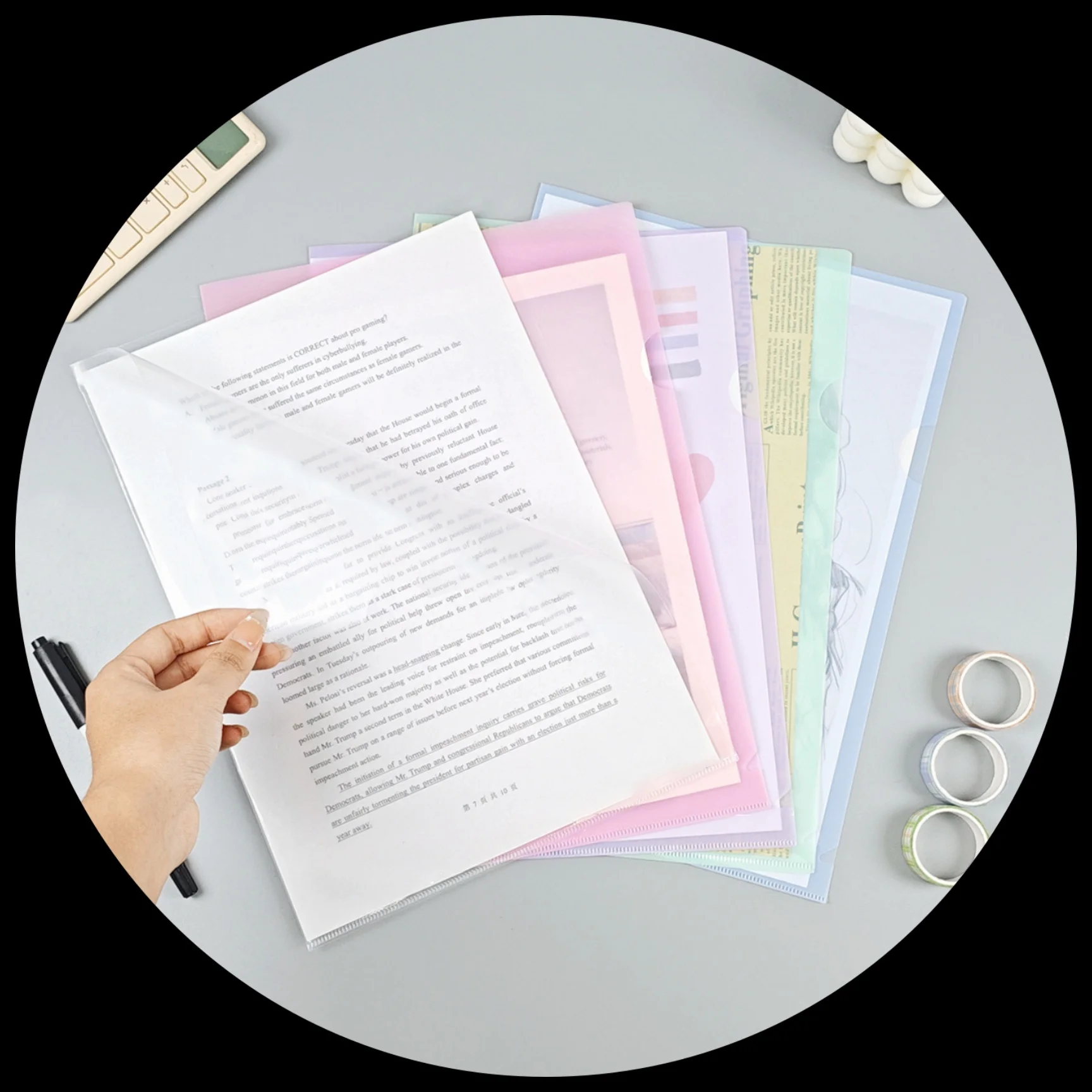 

A4 Thickened L-Shaped File Folder, High Aesthetic Value, Waterproof, Test Paper Storage Folder, Large Capacity Resume Folder