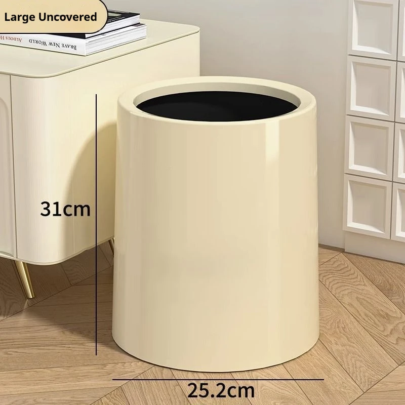 Double Layer Trash Can Household Bathroom Round Cylinder Rubbish Box Living Room Bedroom Kitchen Office Toilet Waste Collector