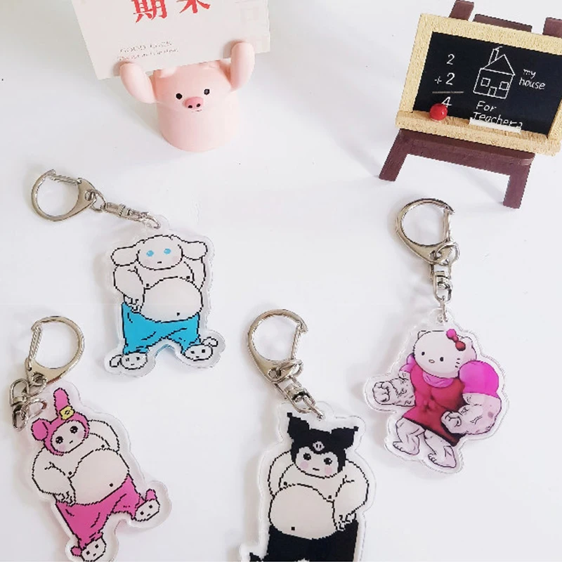 Sanrio Hello Kitty Keychain Anime Figure Kuromi My Melody Bag Pendant Acrylic Toys girls Kawii Ornaments accessory Funny Gifts