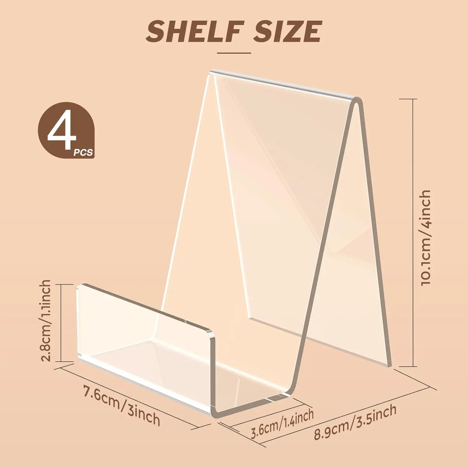 4PCS Acrylic Book Display Stand Clear Easel with Ledge Tablet Holder for Displaying Books, Pictures, Notebooks, CDs, Artworks