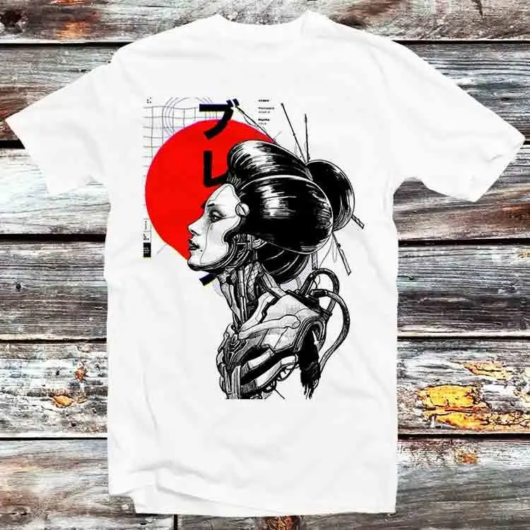 Japanese Robot Geisha T Shirt Vintage Retro Cool Cartoon Anime Top B403