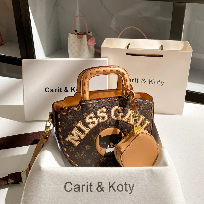 

Vintage printed basket bag, autumn and winter high-end trendy handbag