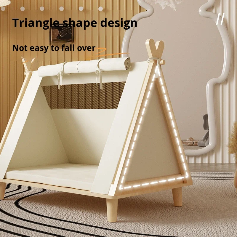 

Eco Friendly Solid Wood Elevated Pet Tent All Season Enclosed Dog House and Small Animal Cage