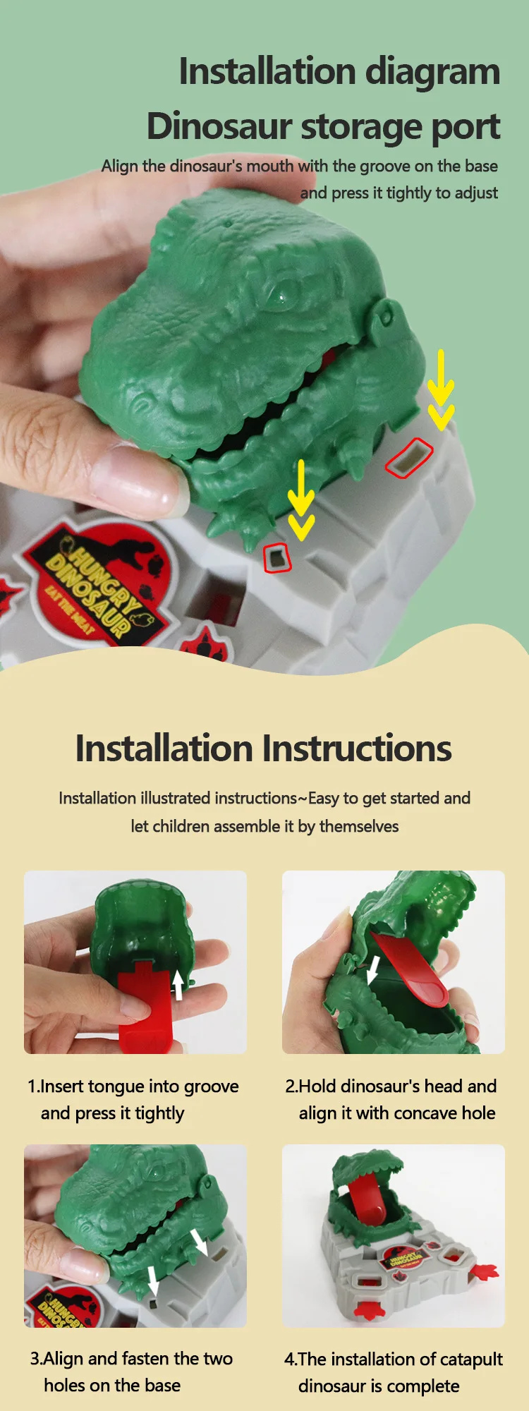 وحدة تحكم ألعاب رمي اللحوم على شكل ديناصور للأطفال للأولاد والبنات هدية تعليمية للتدريب على التفكير 3-14 ألعاب #6