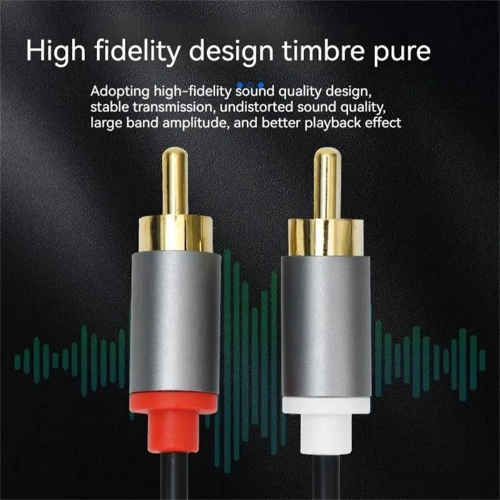 Shielded Double Lotus Head Audio Aux Cable Male-Male HIFI 2RCA To 2RCA Amplifier Cable 1m/1.5m/2m/3/5m Gold-plating