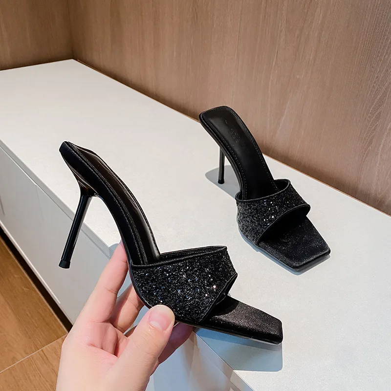 

2026 New Women Shoes Exquisite Bling High Heeled Sandals for Woman Fashion Square Head Casual Shoes Designer Shoes Zapatos Mujer