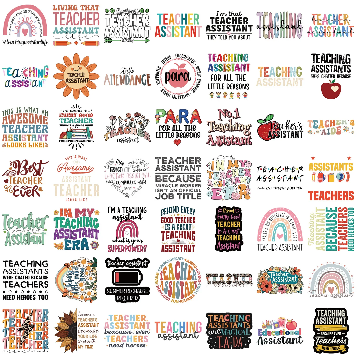 50/100PCS Cartoon Teacher Assistant Graffiti Stickers Guitar Notebook Luggage DIY Waterproof Stickers