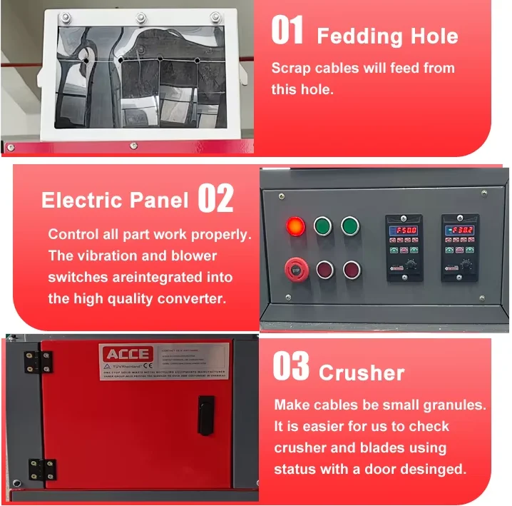 Il piccolo mini cavo di scarto del granulatore di rame ricicla la macchina separatore di rottami del frantoio 5.2kw