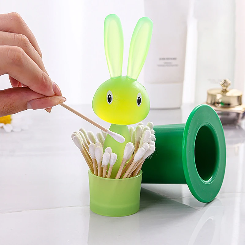 Caja de almacenamiento de bastoncillos de algodón con forma de conejo mágico, caja dispensadora de palillos de dientes, Decoración de mesa