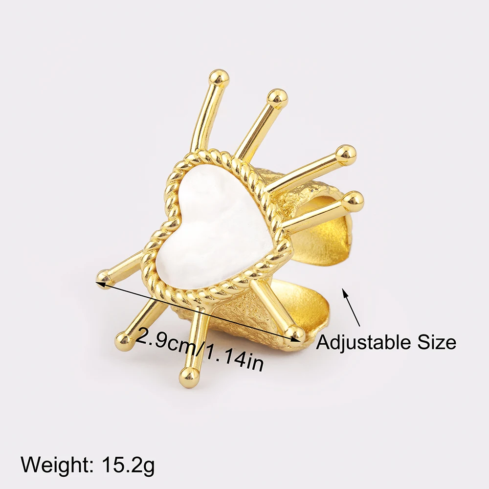 Nidin New Creative Design Heart/Star Shape Open Rings Adjustable 3 Styles For Women Aesthetic Lucky Finger Jewelry Party Gifts