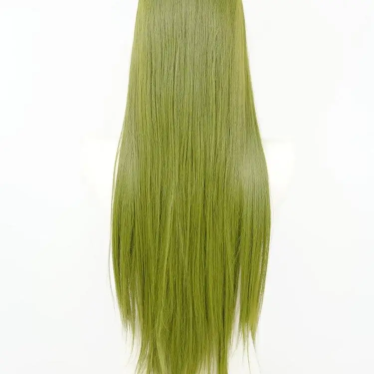 Wig Depan Renda Hijau Rumput untuk Wanita Mode 26 Inci HD Lurus 13*4 Renda Frontal Alami Sintetis Kualitas Tinggi untuk Cosplay