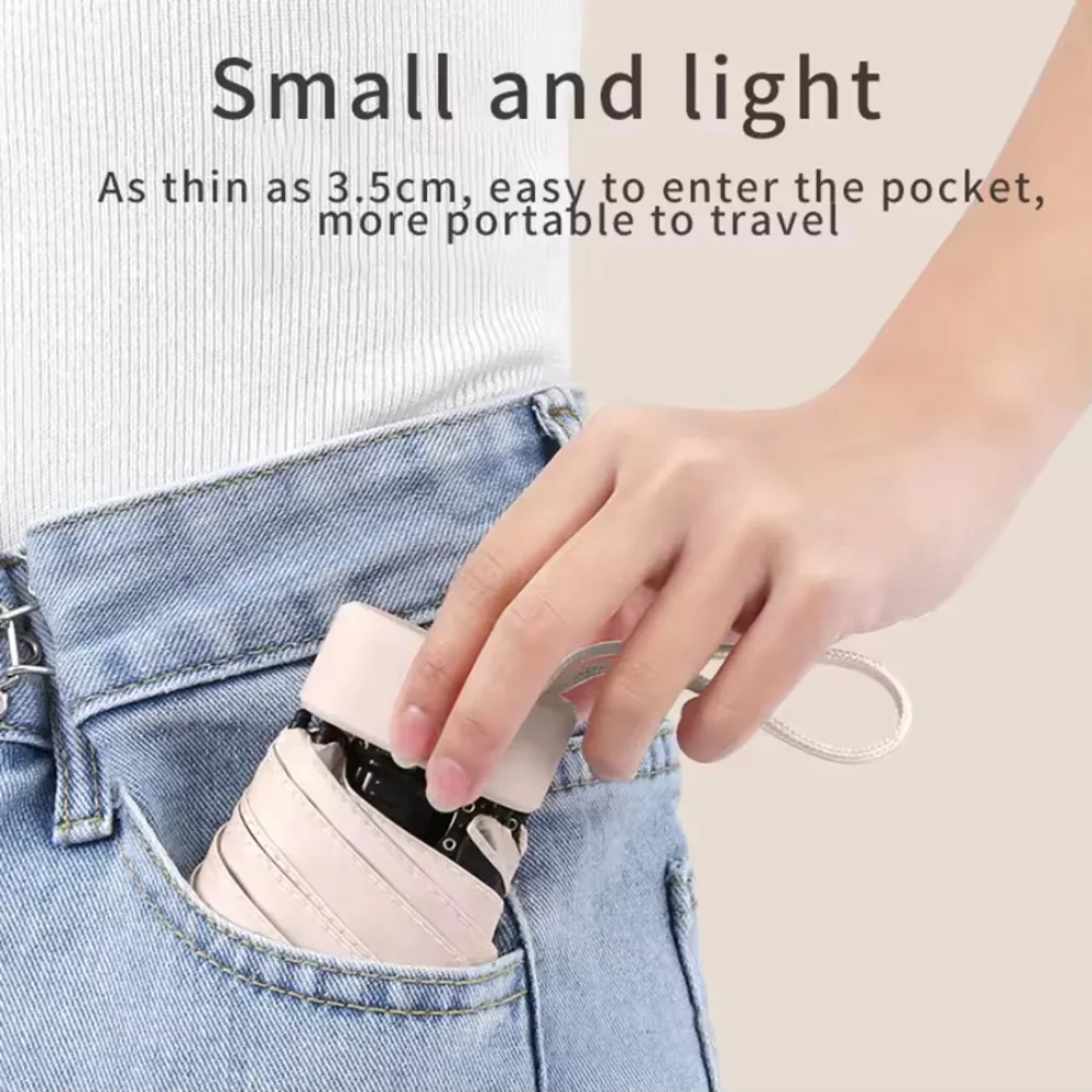 مظلة صغيرة مظلة كبسولة المطر والمطر ذات الاستخدام المزدوج المطر والحماية من الشمس في الهواء الطلق السفر مظلة من الشمس مظلة جيب #4