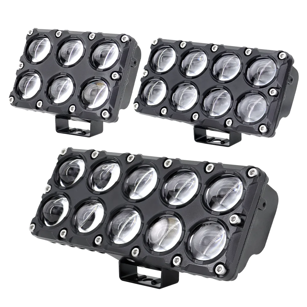 Motorcycle LED Spotlight Dual Color Hi/Low Beam Fog Lamps for Car Trucks SUV UTV 12V 24VMini Lens Headlight Driving Light