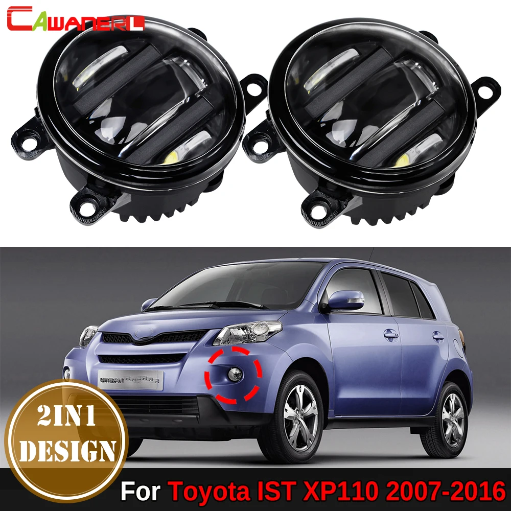 2 Pcs Car Right + Left LED Lens Fog Light Assembly with Daytime Running Lamp DRL Function 36W For Toyota IST XP110 2007-2016