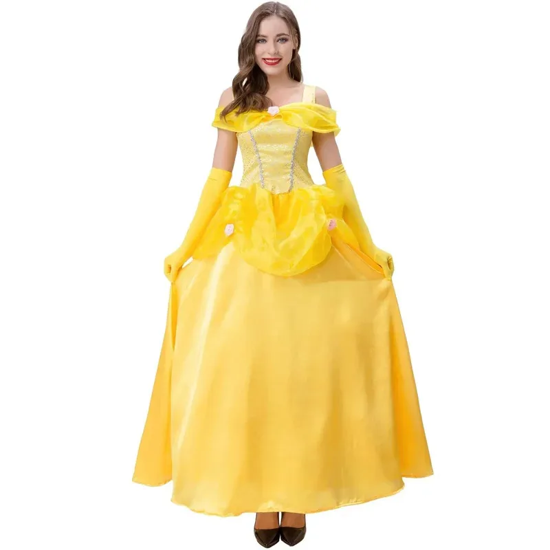 

Halloween Costume Belle Princess Dress Adult Beauty and Beast Anime Belle Dress Cosplay Performance Women Birthday Gifts