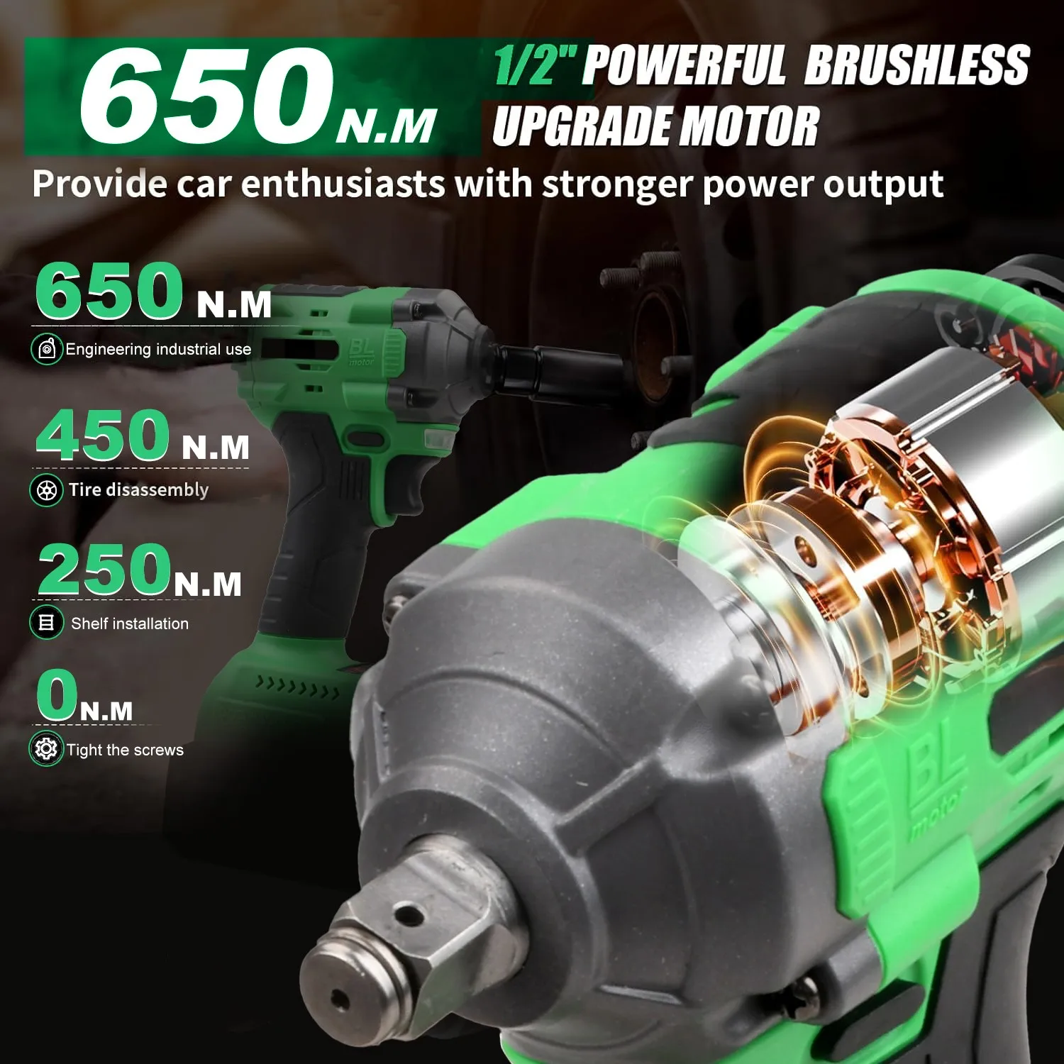 مفتاح ربط كهربائي 20 فولت 2 في 1 لاسلكي مع بطارية عزم دوران أقصى 650 نانومتر تدعم انخفاض الشحن مستودع الولايات المتحدة المحلي